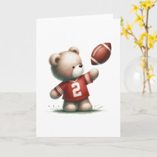 甘いテディベアーフットボール選手のグリーティ空白のング カード (黄色い花)