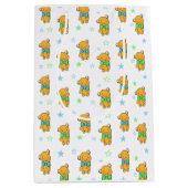 甘いテディベア少年の赤ちゃんシャワー ミディアムペーパーバッグ (正面)