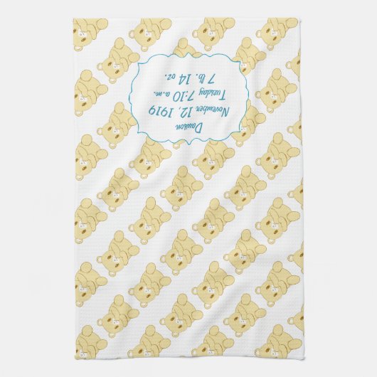 甘いテディモダンベア赤ちゃんシャワーの贈り物 キッチンタオル (縦)