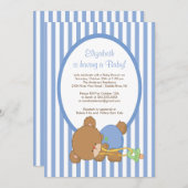甘いテディー・ベアの男の子のベビーシャワーの招待状 招待状 (正面/裏面)