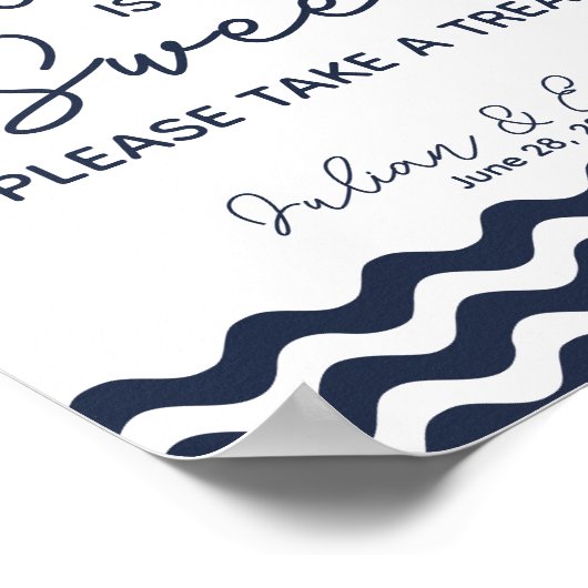 甘いテー航海のブル結婚の看板ネイビーブルー ポスター (角)