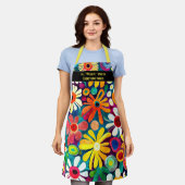 甘いデイジーフローラルパターン料理エプロン エプロン (着用した状態)