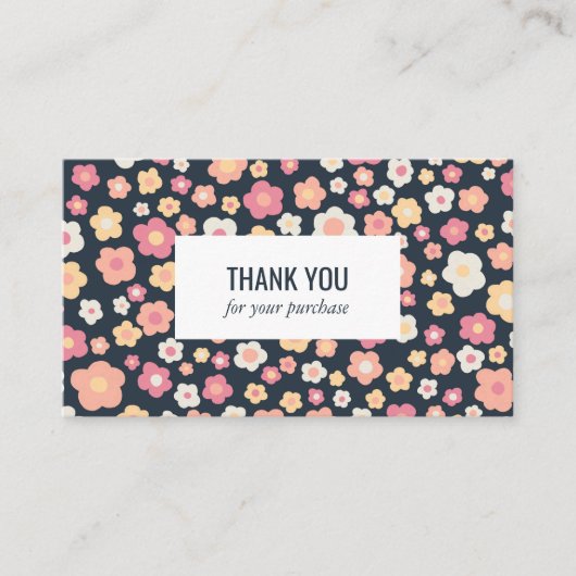 甘いデイジーフローラQRコード社会アイコンありがとう 名刺 (正面)