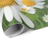 甘いデイジー模様の白いフローラ緑 ラッピングペーパー (ロールコーナー)