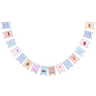 甘いデザートとアイスクリームパーティー バンティングフラッグ