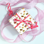 甘いデザートの水色とコーヒー&ティー ラッピングペーパー