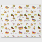 甘いデザートの水色とコーヒー&ティー ラッピングペーパー (フラット)