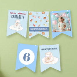 甘いデザートは青い誕生日の写真を夢見る バンティングフラッグ