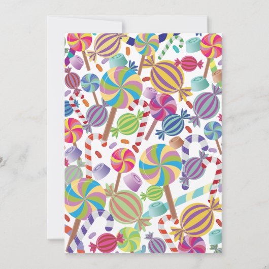 甘いデザートキャンディスウィート16または任意の年齢の招待状 招待状 (裏面)