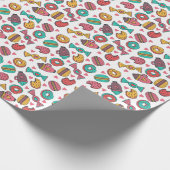 甘いデザート、手描きヴィンテージイラストレーション。 ラッピングペーパー (角)