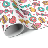 甘いデザート、手描きヴィンテージイラストレーション。 ラッピングペーパー (ロールコーナー)