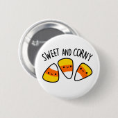 甘いトウモロコシおもしろいの粒パン 缶バッジ (正面&裏面)