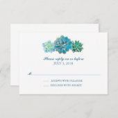 甘いトリオ多汁水色 |ウェディングRSVP 出欠カード (正面/裏面)