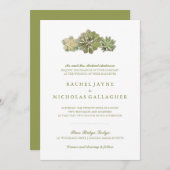 甘いトリオ多肉類セージグリーン | ウェディング 招待状 (正面/裏面)