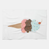 甘いトリプルアイスクリームコーンパターンキッチンタオル キッチンタオル (横)