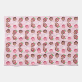 甘いトリートチョコレートイチゴとケーキポップ キッチンタオル