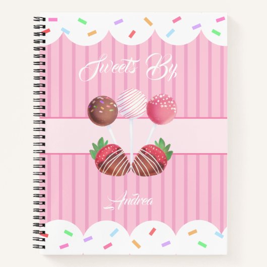 甘いトリートチョコレートイチゴとケーキポップ ノートブック (正面)