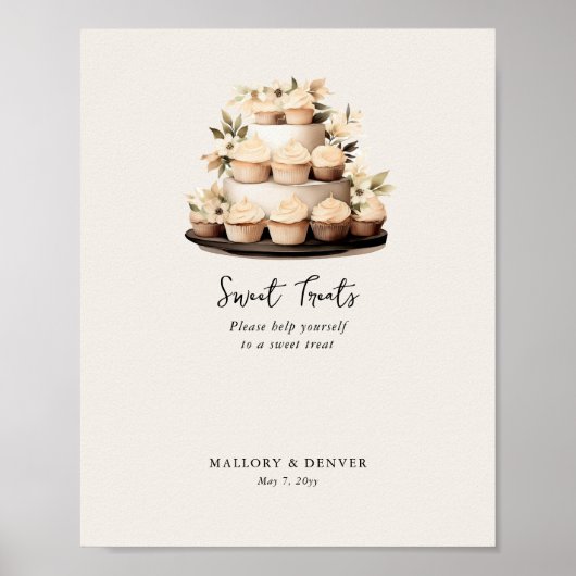 甘いトリートナ素朴ルヴィンテージウェディングサイン ポスター (正面)