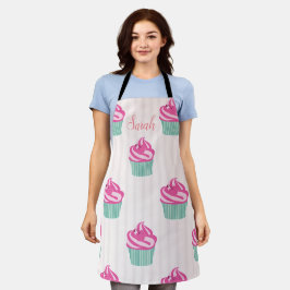 甘いトレンディーピンクカップケーキ エプロン