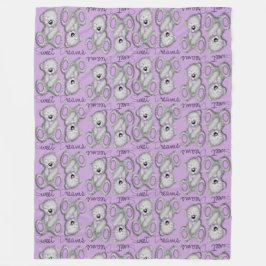 甘いドリームテディミュートのラベンダーを寄せ集める フリースブランケット