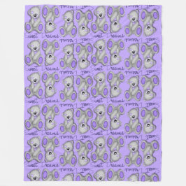 甘いドリームテディラベンダーブルー フリースブランケット