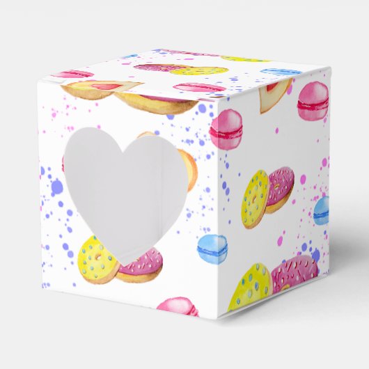 甘いドーナツとカラフルグレーズパターン フェイバーボックス (正面サイド)