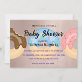 甘いドーナツ、ローズゴールドの赤ちゃんへのプレゼント 招待状 (正面)