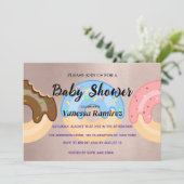 甘いドーナツ、ローズゴールドの赤ちゃんへのプレゼント 招待状 (スタンド正面)