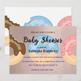 甘いドーナツ、ローズゴールドの赤ちゃんへのプレゼント 招待状