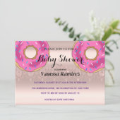 甘いドーナツ、ローズゴールドの赤ちゃんへのプレゼント 招待状 (スタンド正面)