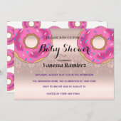甘いドーナツ、ローズゴールドの赤ちゃんへのプレゼント 招待状 (正面/裏面)