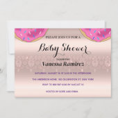 甘いドーナツ、ローズゴールドの赤ちゃんへのプレゼント 招待状 (正面)