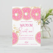 甘いドーナツ、虹の色、甘いファーストバースデー 招待状 (スタンド正面)