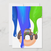 甘いドーナツ、虹の色、甘い最初の誕生日 招待状 (裏面)