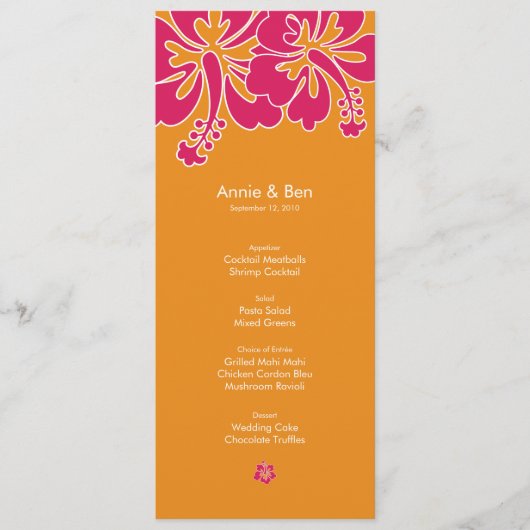 甘いハイビスカスの結婚式メニューカード メニュー (正面)