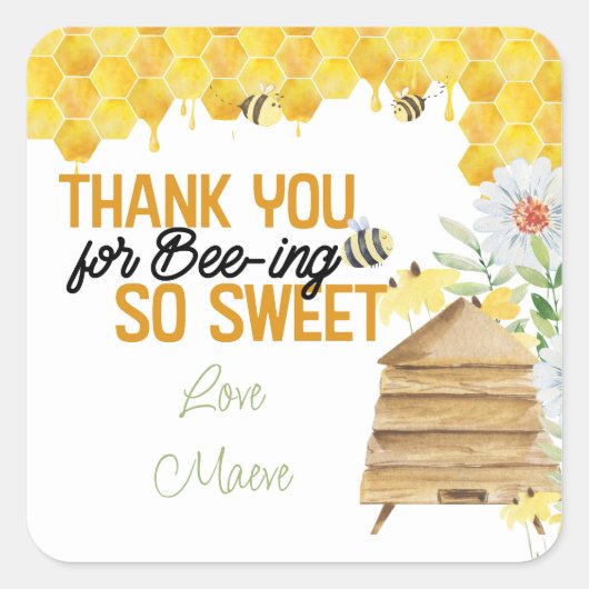 甘いハチの巣を作ってくれてありがとう スクエアシール (正面)