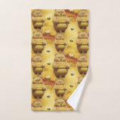 甘いハチミツクマとミツバチ3Dシームレスパターン バスタオルセット (ハンドタオル)