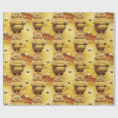 甘いハチミツクマとミツバチ3Dシームレスパターン ラッピングペーパー (フラット)