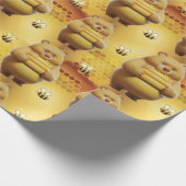 甘いハチミツクマとミツバチ3Dシームレスパターン ラッピングペーパー (角)