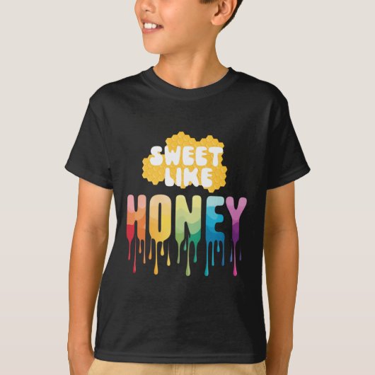 甘いハチミツ – 可愛いステッカラフルク Tシャツ (正面)