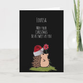 甘いハリネズミのカスタマイズ可能なクリスマス カード (正面)