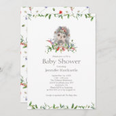 甘いハリネズミの水の色のフローラベビーシャワー 招待状 (正面/裏面)