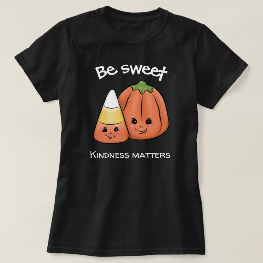 甘いハロウィンキャンディーコーン&パンプキン Tシャツ (デザイン正面)