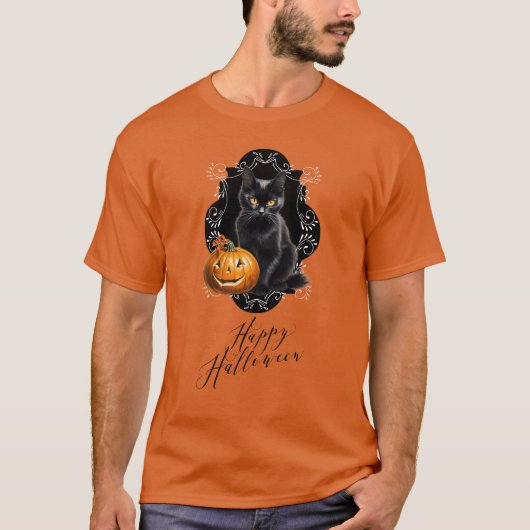 甘いハロウィーンの子猫とジャック・オランタン Tシャツ (正面)