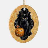 甘いハロウィーンブラックキャットとカボチャ セラミックオーナメント (右)