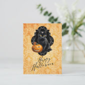 甘いハロウィーンブラックキャットとカボチャ ポストカード (スタンド正面)