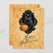 甘いハロウィーンブラックキャットとカボチャ ポストカード (正面/裏面)