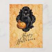 甘いハロウィーンブラックキャットとカボチャ ポストカード (正面)