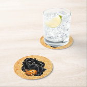 甘いハロウィーンブラックキャットとカボチャ ラウンドペーパーコースター (インサイチュ)