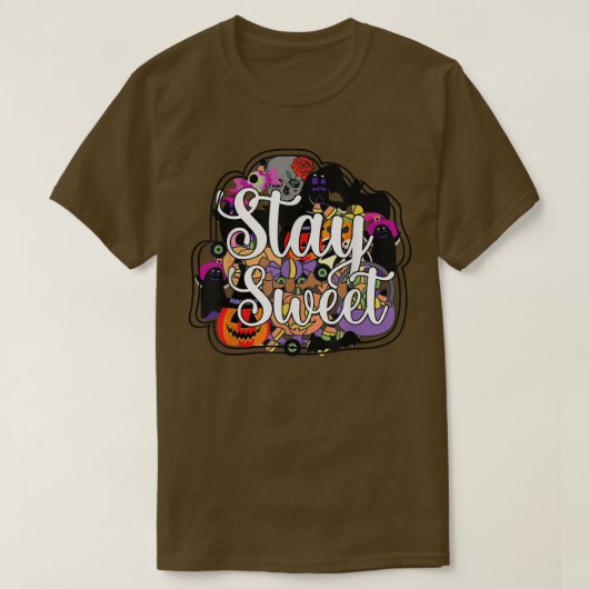 甘いハロウィーン不気味ビーブトリックや治療を続ける Tシャツ (デザイン正面)